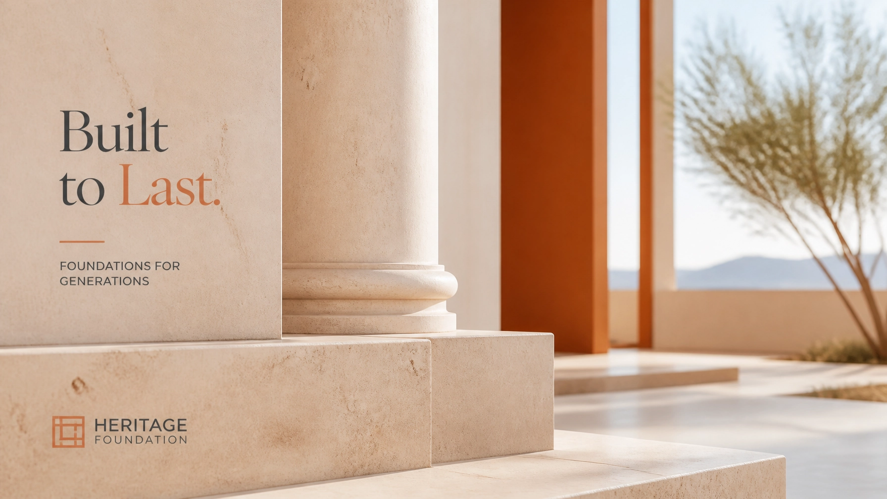Bright editorial close-up of a clean architectural foundation in desert-modern tones, representing collateral structure and operational clarity.