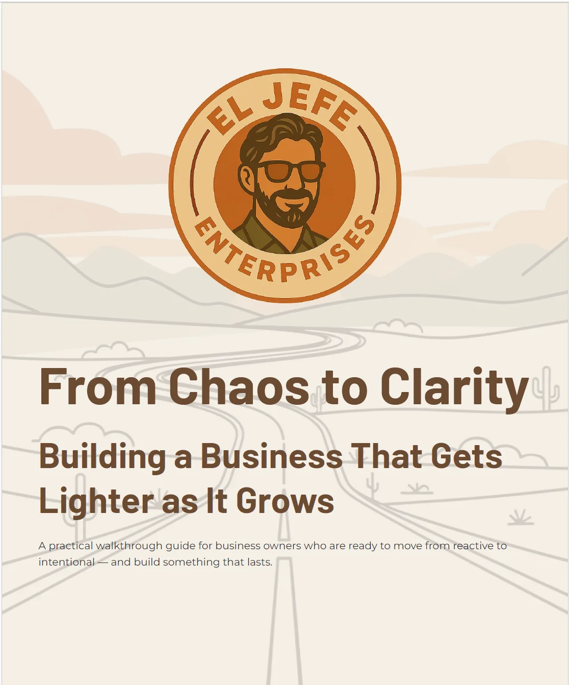 Cover of the 'From Chaos to Clarity' business guide by El Jefe Enterprises.
