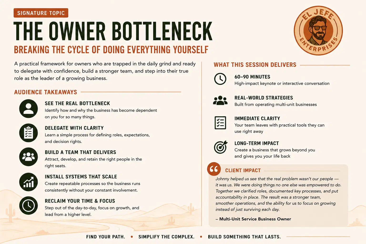 Owner Bottleneck and Strategic Leadership Session Overview