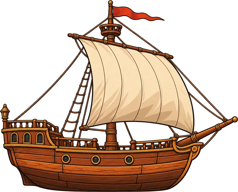 Illustrated wooden ship under full sail, a symbol of the franchise ownership journey