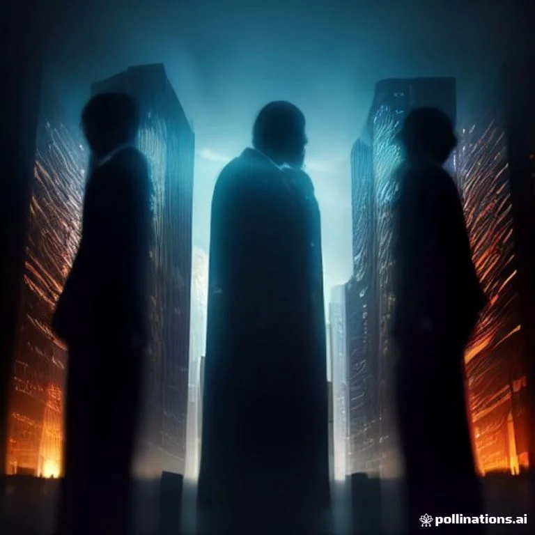 A diverse team of three business leaders standing over a large, glowing tactical map of a city. They look confident and focused, not stressed. The lighting is dramatic and cinematic, with vibrant blues and warm oranges.